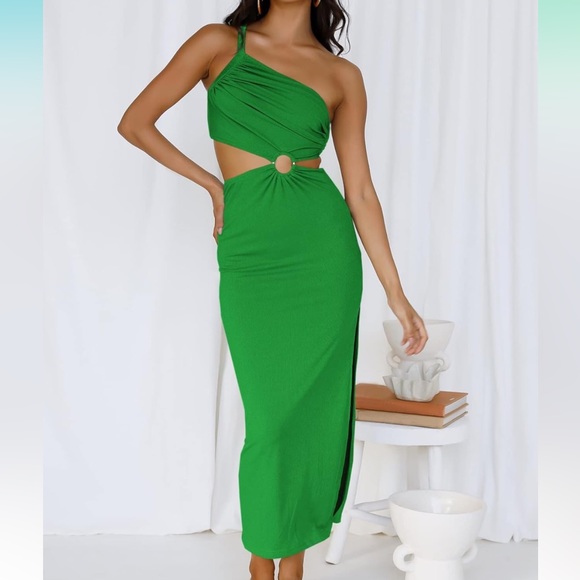 ANRABESS Women’s Summer One Shoulder Sleeveless Maxi Dress - Picture 4 of 4